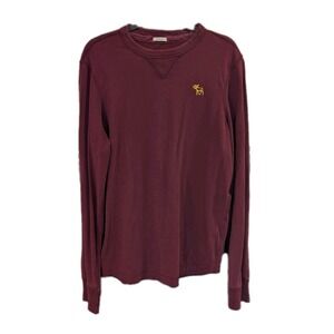 Abercrombie & Fitch Men XXL long Sleeve T-shirt Burgandy Moose Logo Soft Classic